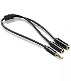 Міжблочний кабель UGREEN AV141 3.5 mm Male to 2 x 3.5 mm Female Black 30620