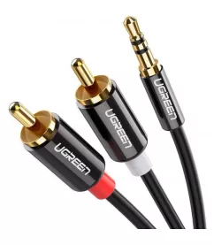 Міжблочний кабель UGREEN AV116 3.5 mm to 2RCA Audio Cable, 2 m Black 10584