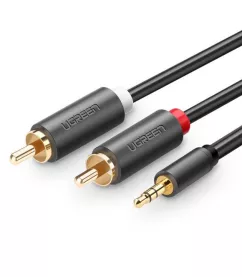 Міжблочний кабель UGREEN AV102 3.5 mm to 2RCA Audio Cable, 3 m Gray 10512