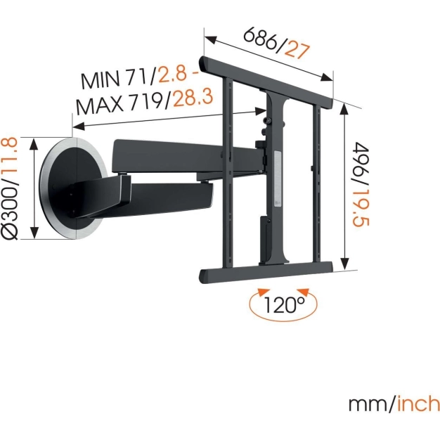 Моторизований настінний кронштейн для LED NEXT 7355, Black