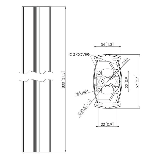 Додаткова труба Vogel's Prof PUC2308 Silver Black