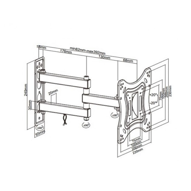 Кронштейн Brateck LPA51-223 Black Кронштейн Brateck LPA51-223 Black