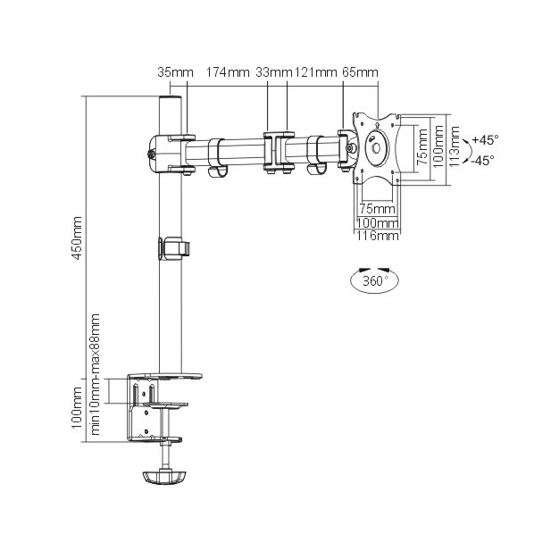 Кронштейн Brateck LDT07-C012 Black