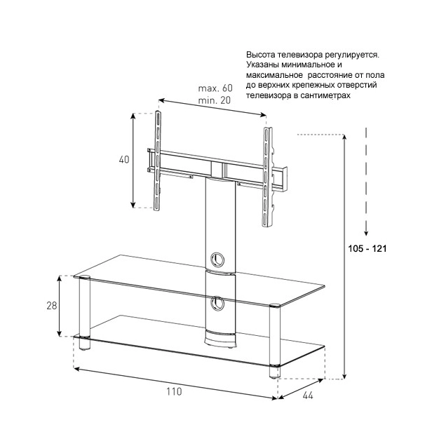 Стійка під телевізор Sonorous NEO 110-B-HBLK Стійка під телевізор Sonorous NEO 110-B-HBLK