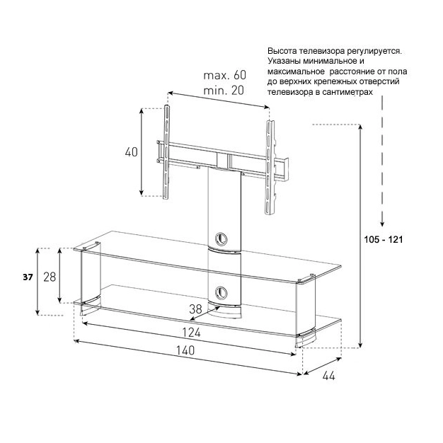 Стійка під телевізор Sonorous PLASMA PL 2000-B-SLV