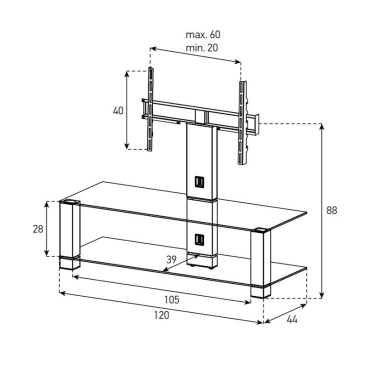 Стійка під телевізор Sonorous PLASMA PL 2400-C-INX
