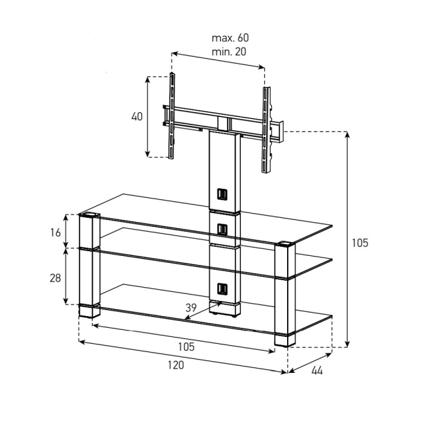 Стійка під телевізор Sonorous PLASMA PL 2430-B-INX