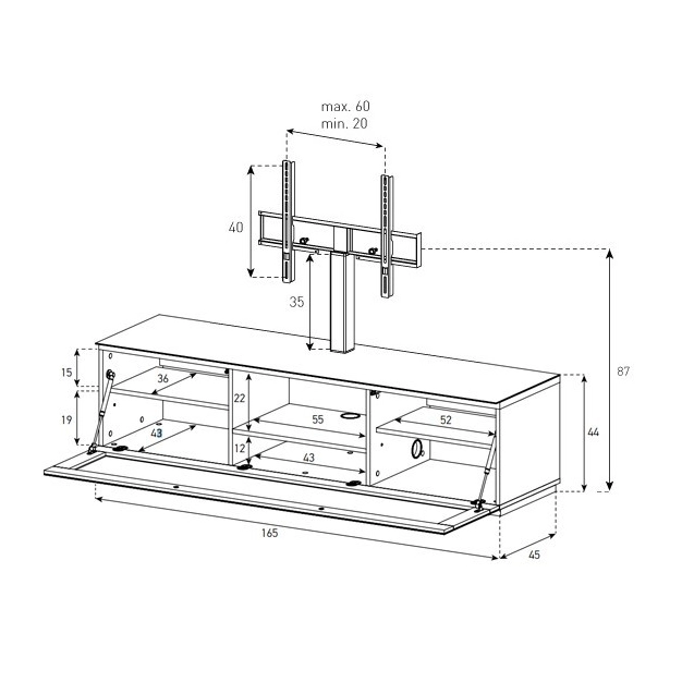 Тумба під телевізор Sonorous STUDIO STA 161I-WHT-WHT-BS
