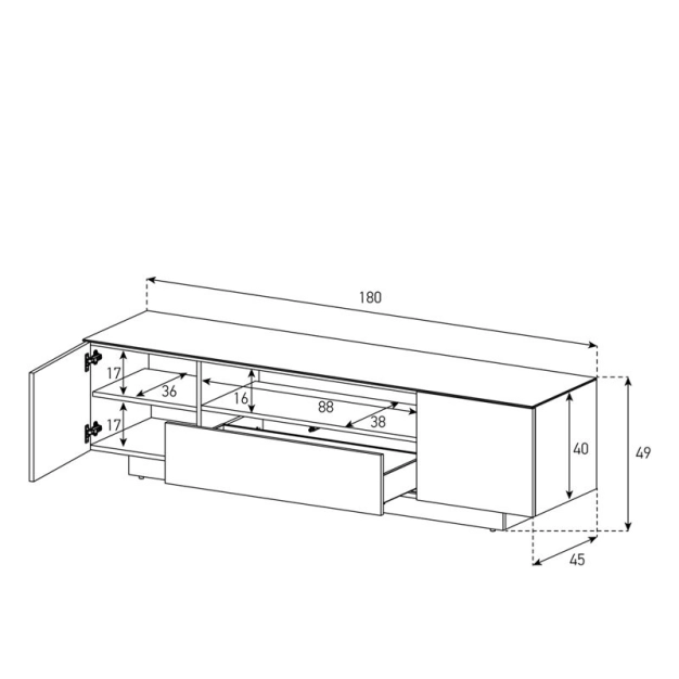 Тумба під телевізор Sonorous LBA 1830-GBLK
