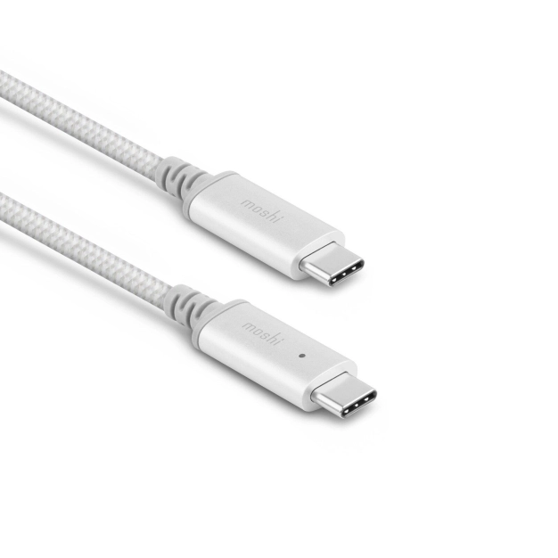 Кабель Moshi Integra™ USB-C та USB-C Cable with Smart LED Jet Silver (2 m)