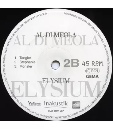 Вініловий диск 2LP Meola, Al Di: Elysium (45 rpm)