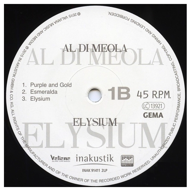 Вініловий диск 2LP Meola, Al Di: Elysium (45 rpm)