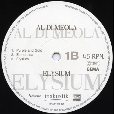 Вініловий диск 2LP Meola, Al Di: Elysium (45 rpm)