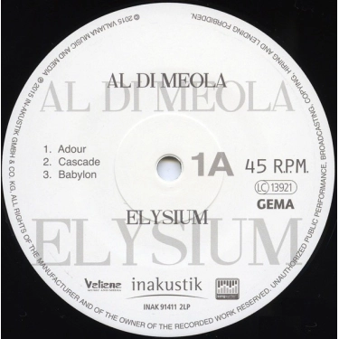 Вініловий диск 2LP Meola, Al Di: Elysium (45 rpm)