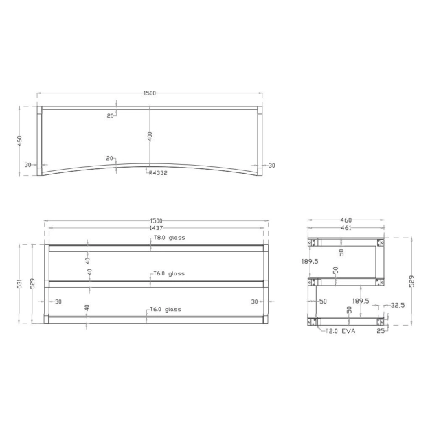 ТБ тумба Norstone Esse Curve 1500mm Black-Black