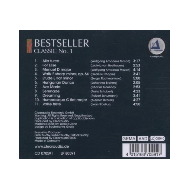 Вінілова платівка Clearaudio - Bestseller Classic No. 1 LP 80591 Вінілова платівка Clearaudio - Bestseller Classic No. 1 LP 80591