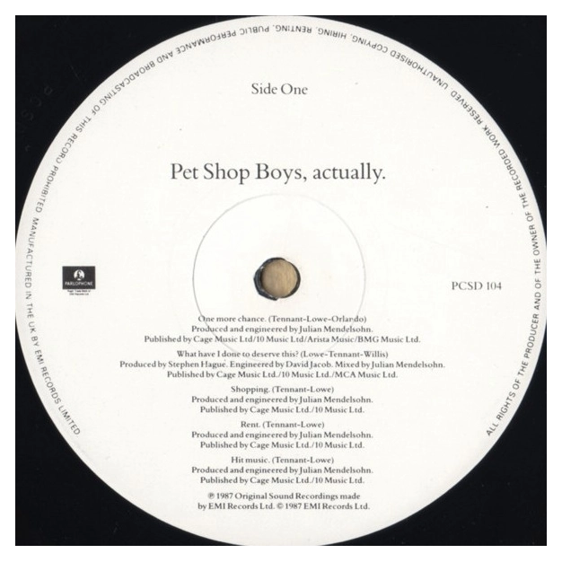 Вініловий диск LP Pet Shop Boys: Actually - Remast