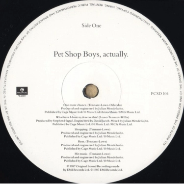 Вініловий диск LP Pet Shop Boys: Actually - Remast