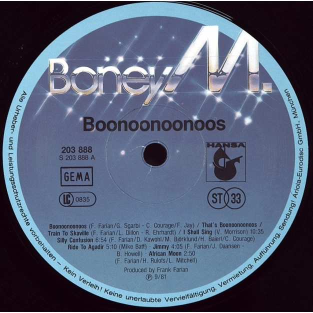Вініловий диск LP Boney M.: Boonoonoonoos - Reissue Вініловий диск LP Boney M.: Boonoonoonoos - Reissue