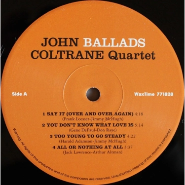 Вініловий диск LP John Coltrane: Ballads