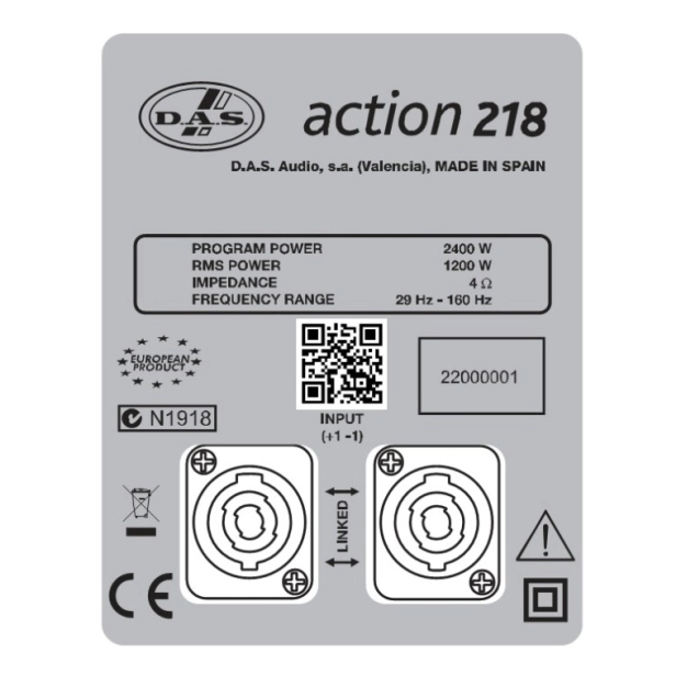 Пасивний сабвуфер фазоінверторного типу ACTION-218