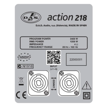 Високоякісний потужний сабвуфер ACTION-S218