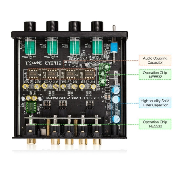 Дільник аудіосигналу 1 на 4 Douk Audio Tilear XZD-A1 Silver Дільник аудіосигналу 1 на 4 Douk Audio Tilear XZD-A1 Silver