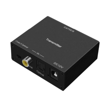 Передавач цифрового аудіосигналу Coaxial та Toslink по кручений парі на 150 метрів Airbase D-CAT