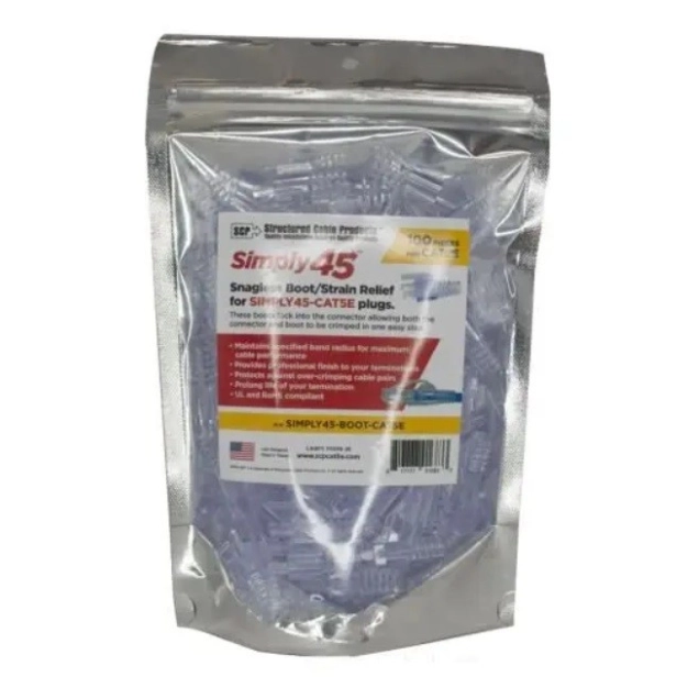 Конектори SCP Simply45-Boot-Cat5E Snagless Boot/Strain Relief для роз'ємів Simply45-Cat5E (100 шт) Конектори SCP Simply45-Boot-Cat5E Snagless Boot/Strain Relief для роз'ємів Simply45-Cat5E (100 шт)