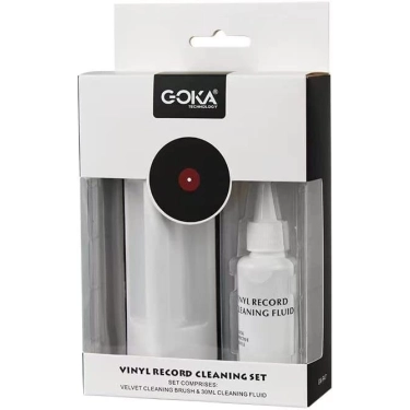 Goka GK-R47 Набор для чистки виниловых пластинок (2 в 1) с раствором для ухода за пластинками, щеткой с бархатным ковриком