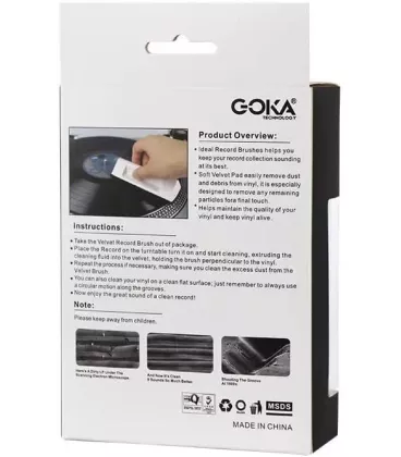 Goka GK-R47 Набор для чистки виниловых пластинок (2 в 1) с раствором для ухода за пластинками, щеткой с бархатным ковриком