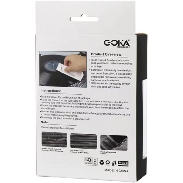 Goka GK-R47 Набор для чистки виниловых пластинок (2 в 1) с раствором для ухода за пластинками, щеткой с бархатным ковриком