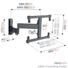 Vogel's TVM 3465 OLED похило-поворотне настінне кріплення для телевізора Vogel's TVM 3465 OLED похило-поворотне настінне кріплення для телевізора