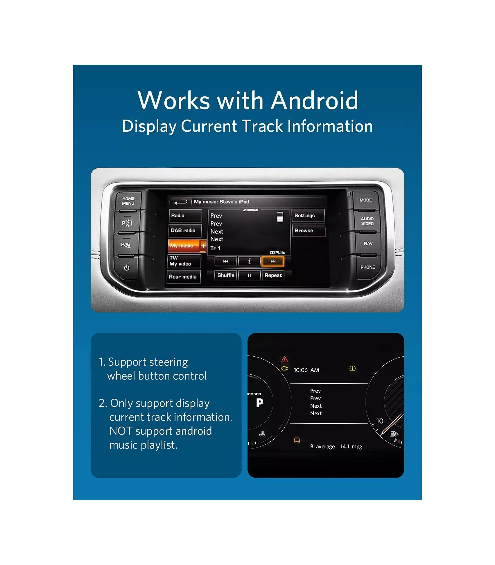 INVERY Airdual-Landrover Bluetooth 5.0 aptX-HD адаптер для Land Rover,  Range Rover, Jaguar iPod iPhone Music Interface - Plastinka