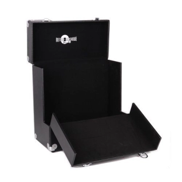 Кейс для грампластинок Retro Musique 12 Inch Wooden Vinyl Storage Case For 35 Lps - Black Leather Style