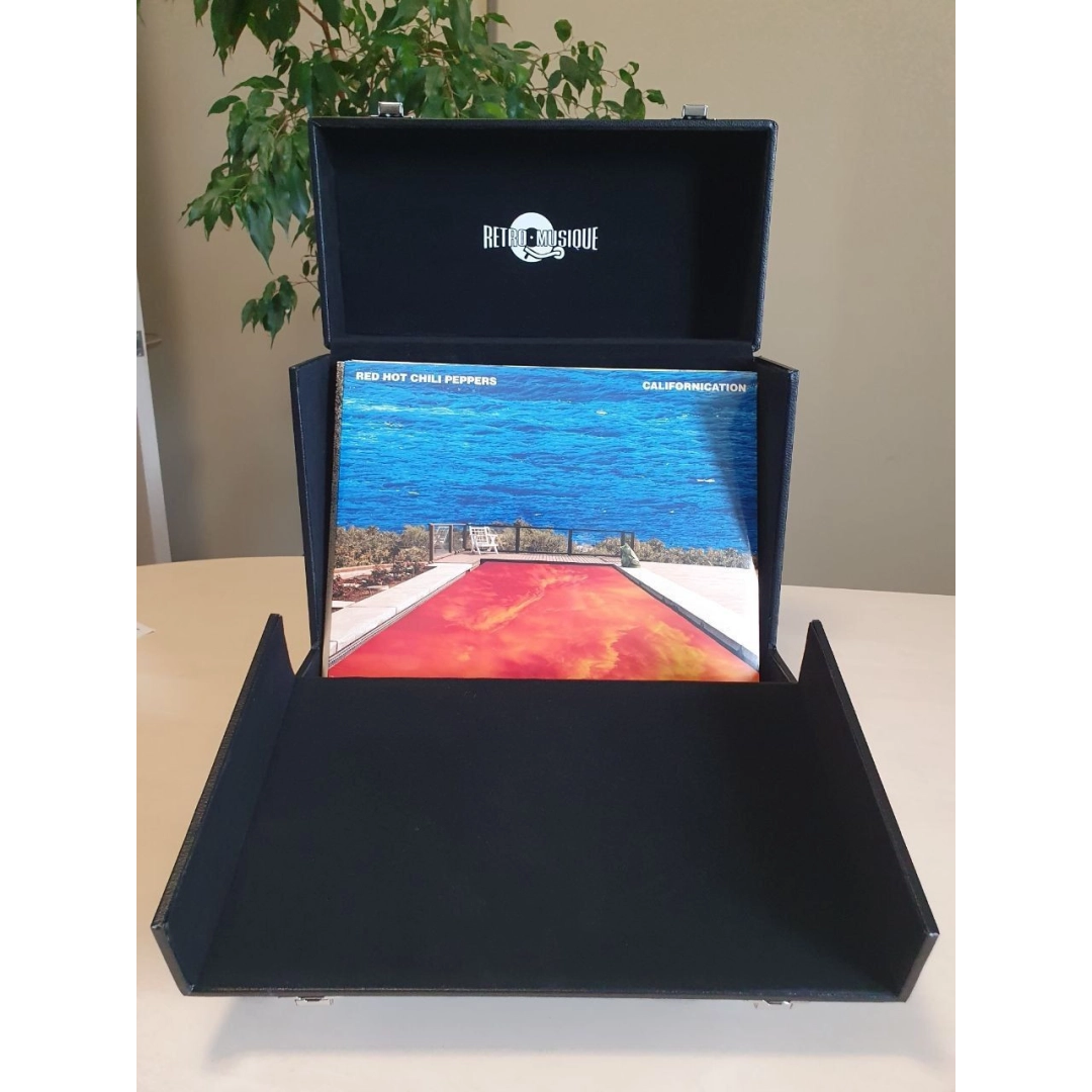 Кейс для грампластинок Retro Musique 12 Inch Wooden Vinyl Storage Case For 35 Lps - Black Leather Style Кейс для грампластинок Retro Musique 12 Inch Wooden Vinyl Storage Case For 35 Lps - Black Leather Style