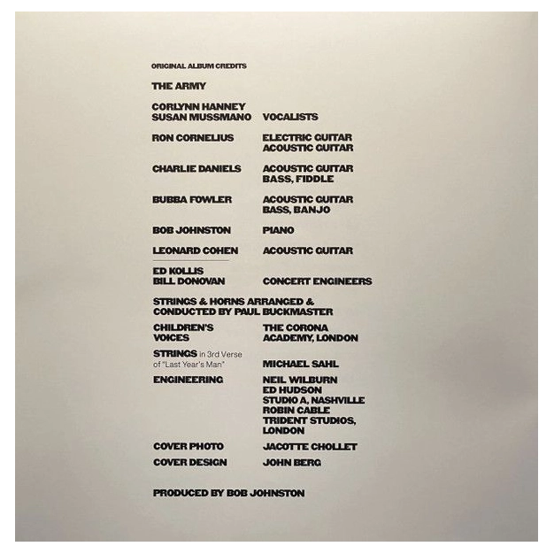 LP Leonard Cohen: Songs Of Love And Hate - White Opaque Vinyl