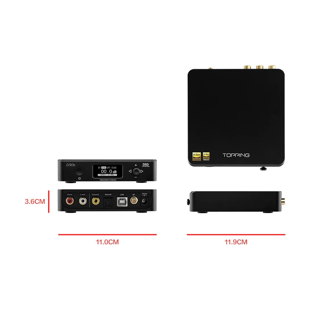 TOPPING D50s Black потужний HIFI-декодер з підтримкою високої роздільної здатності та Bluetooth 5.0. TOPPING D50s Black потужний HIFI-декодер з підтримкою високої роздільної здатності та Bluetooth 5.0.