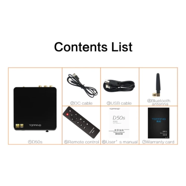TOPPING D50s Black потужний HIFI-декодер з підтримкою високої роздільної здатності та Bluetooth 5.0.