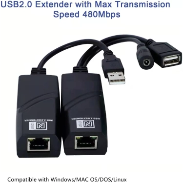 Подовжувач USB по кручений парі Cat5 Cat5E Cat6 до 100 м AirBase BL-EX-USB100