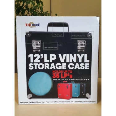 Retro Musique 12 Inch Wooden Vinyl Storage Case для 35 Lps - Turquiose Leather Style
