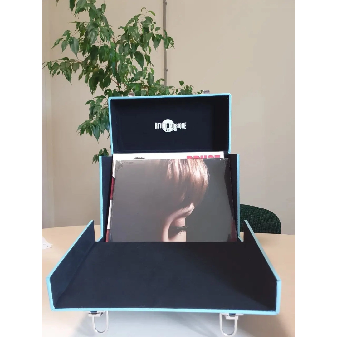 Retro Musique 12 Inch Wooden Vinyl Storage Case для 35 Lps - Turquiose Leather Style Retro Musique 12 Inch Wooden Vinyl Storage Case для 35 Lps - Turquiose Leather Style