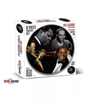 Retro Musique Jazz Legends - 8 Pieces Coaster Set With Real Vinyl Coasters