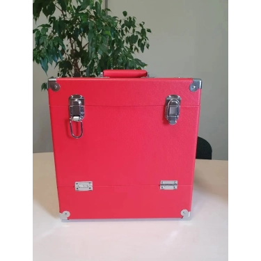 Retro Musique 12 Inch Wooden Vinyl Storage Case для 35 Lps - Red Leather Style