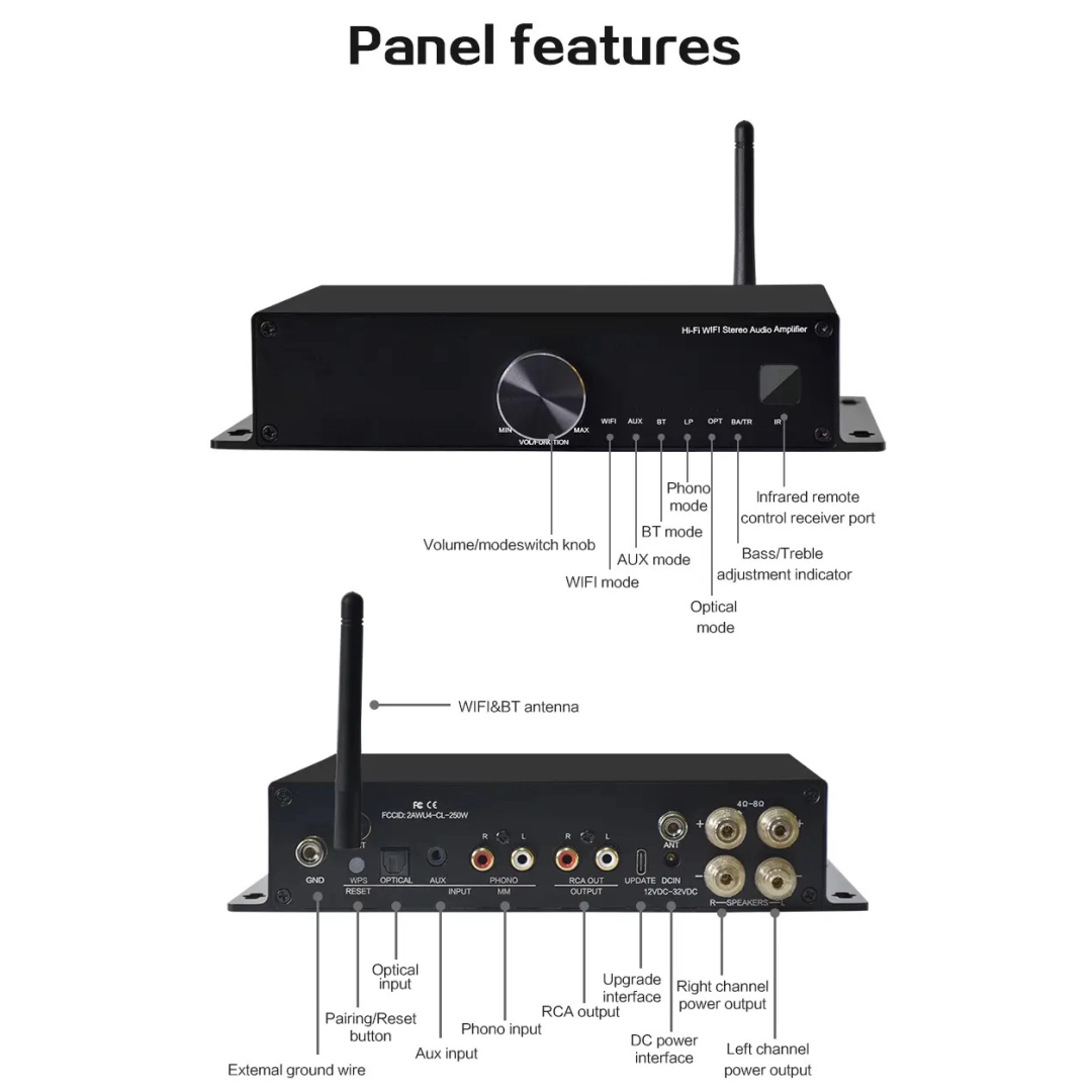 Підсилювач Cloudyx CL-250W Hi-Fi WIFI Audio Amplifier Підсилювач Cloudyx CL-250W Hi-Fi WIFI Audio Amplifier