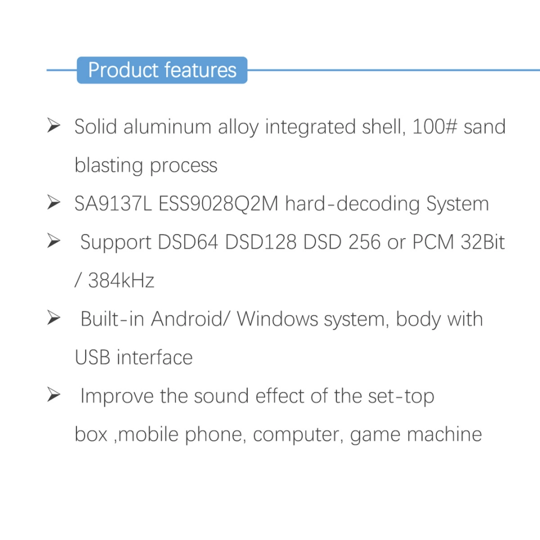 FX-AUDIO FX03 MINI Type-C DAC ESS9028Q2M SA9137L Підтримка DSD64 DSD128 DSD 256 або PCM 32 біт / 384 кГц