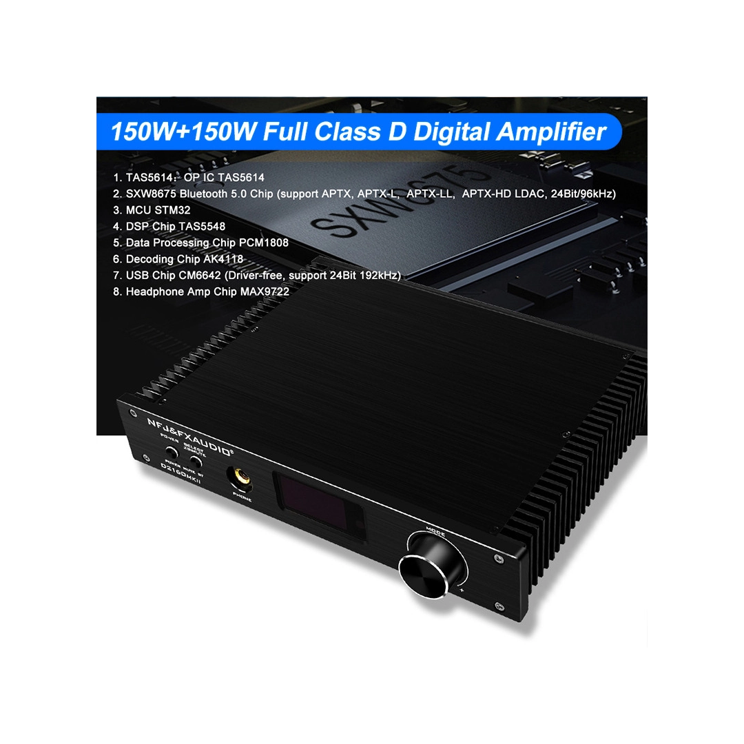 FX-Audio D2160MKII Black 150 Вт клас D Цифровий HiFi підсилювач Bluetooth