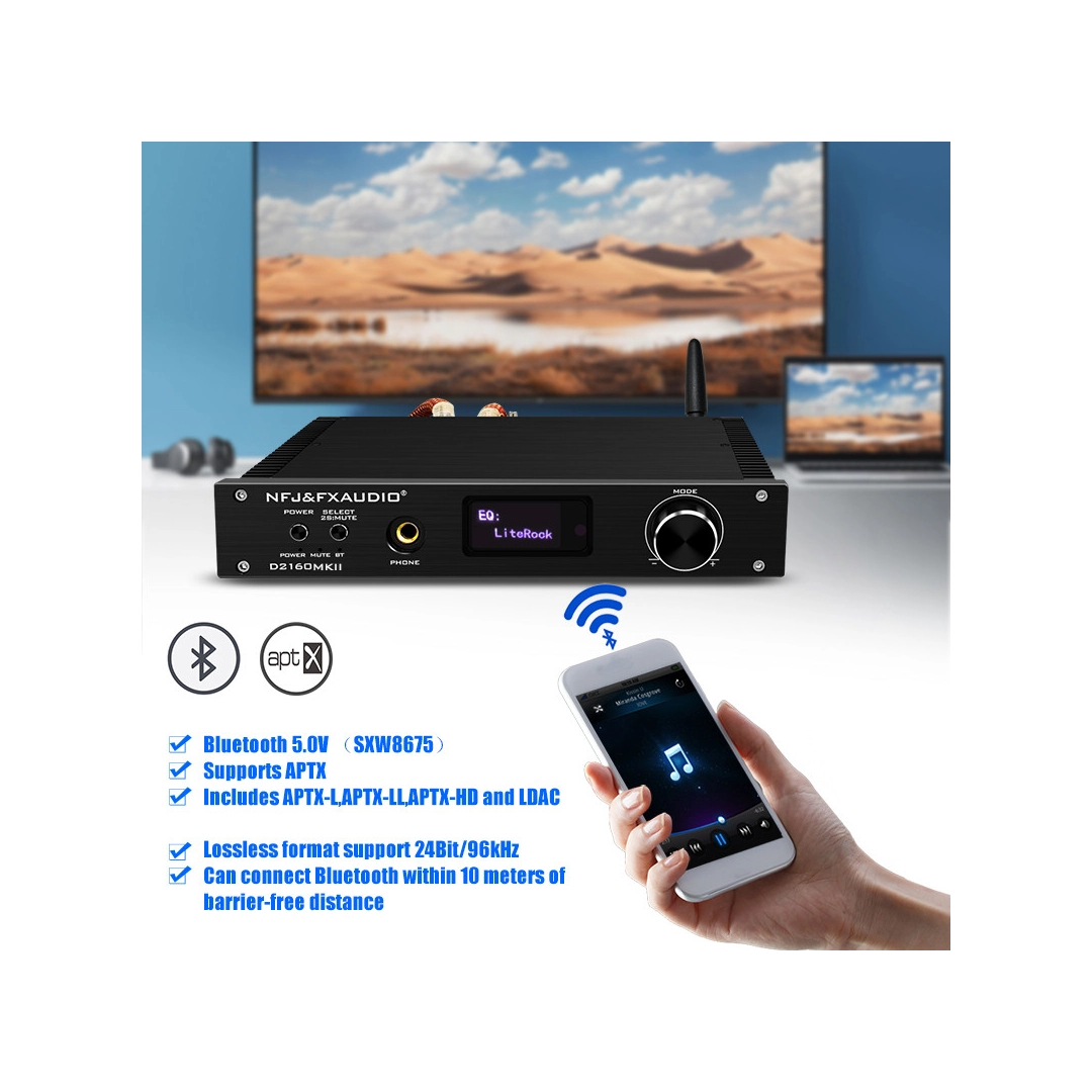 FX-Audio D2160MKII Black 150 Вт клас D Цифровий HiFi підсилювач Bluetooth