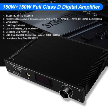 FX-Audio D2160MKII Black 150 Вт клас D Цифровий HiFi підсилювач Bluetooth