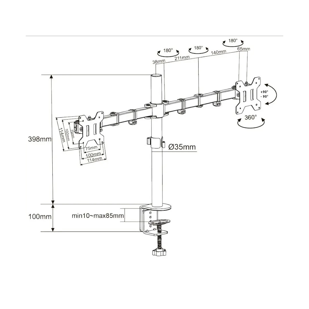 Кронштейн для монітора Sector MB-02 Black